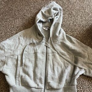 Gray cropped Zip-Up Hoodie